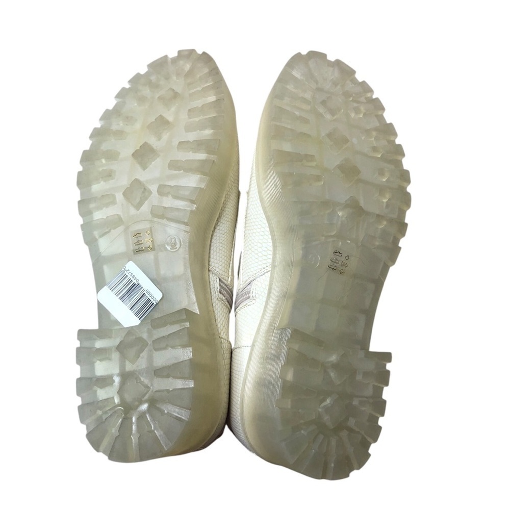 DL Dirty Laundry Lace Up Lug Combat Boots Sz 9/40 Cream Gold Faux Croc Platform - Picture 5 of 11